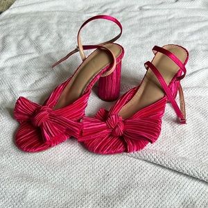 NWOT Pink Bow Strap Block Heels (Size 9)